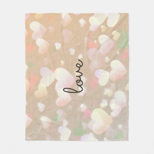 Champagne Glow Hearts Fleece Deken (Voorkant)