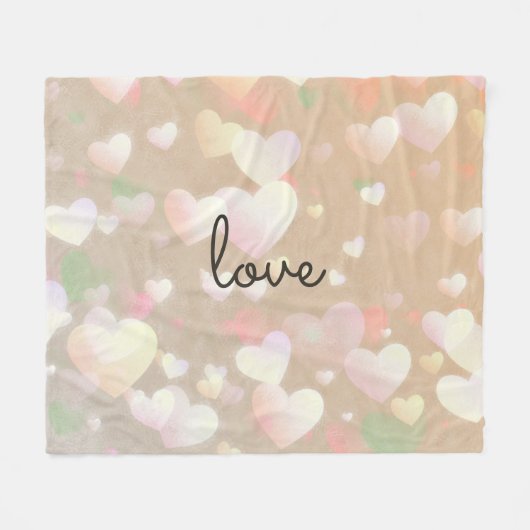 Champagne Glow Hearts Fleece Deken (Voorkant (Horizontaal))