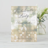 Champagne Glow vrijgezellenfeest uitnodiging (Staand voorkant)