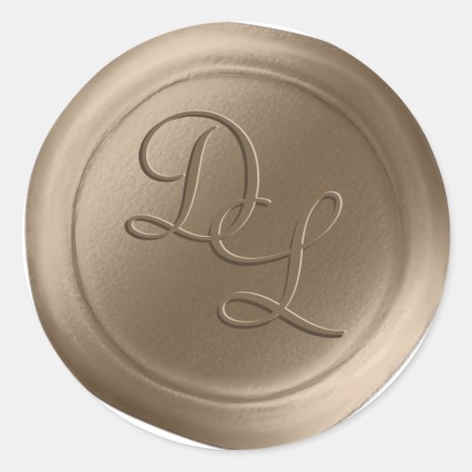Champagne Gold 2 Letter Monogram Wax Seal Stickers (Voorkant)