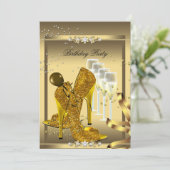 Champagne Gold Birthday Party Kaart (Staand voorkant)