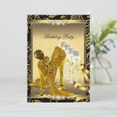 Champagne Gold Birthday Party Kaart (Staand voorkant)