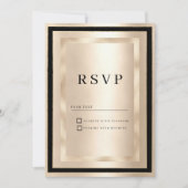 Champagne Gold Black Glamour Luxury RSVP Kaart (Voorkant)