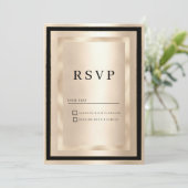 Champagne Gold Black Glamour Luxury RSVP Kaart (Staand voorkant)