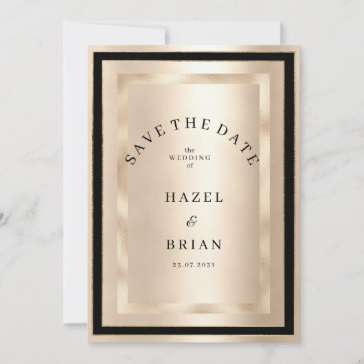 Champagne Gold Black Glamour Luxury Save the Date Kaart (Voorkant)