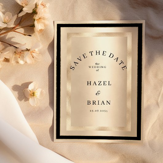 Champagne Gold Black Glamour Luxury Save the Date Kaart