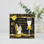 Champagne Gold Black Glitter Heels Birthday Party Kaart (Staand voorkant)