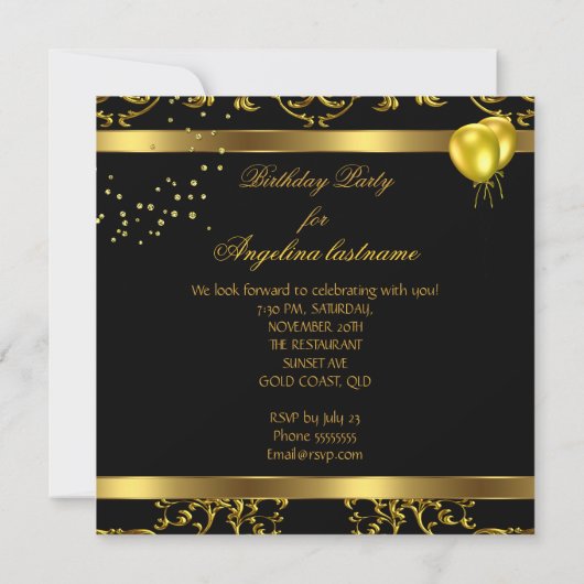 Champagne Gold Black Glitter Heels Birthday Party Kaart (Achterkant)