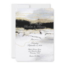 Champagne Gold Black White Waterverf Wedding
