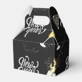 Champagne Gold Black Wine Glass Confetti Modern Bedankdoosjes (Achterkant)