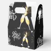 Champagne Gold Black Wine Glass Confetti Modern Bedankdoosjes (Geopend)