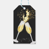Champagne Gold Black Wine Glass Confetti Modern Cadeaulabel (Achterkant)