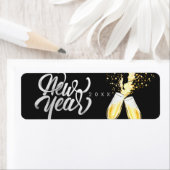 Champagne Gold Black Wine Glass Confetti Modern Etiket (Insitu)