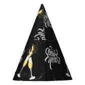 Champagne Gold Black Wine Glass Confetti Modern Pa Feesthoedjes (Achterkant)
