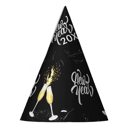 Champagne Gold Black Wine Glass Confetti Modern Pa Feesthoedjes (Links)