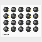 Champagne Gold Black Wine Glass Confetti Modern Ronde Sticker (Vel)