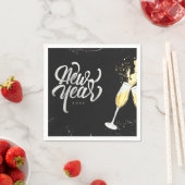 Champagne Gold Black Wine Glass Confetti Modern Servet (Insitu)