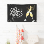 Champagne Gold Black Wine Glass Confetti Modern Spandoek (Insitu)