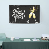 Champagne Gold Black Wine Glass Confetti Modern Spandoek (Beurs)