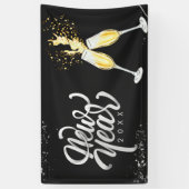 Champagne Gold Black Wine Glass Confetti Modern Spandoek (Verticaal)