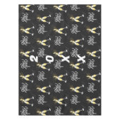 Champagne Gold Black Wine Glass Confetti Modern Ta Tafelkleed (Voorkant)