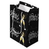 Champagne Gold Black Wine Glass Confetti Moderne G Medium Cadeauzakje (Voorkant Gekanteld)