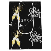 Champagne Gold Black Wine Glass Confetti Moderne G Medium Cadeauzakje (Achterkant)