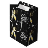 Champagne Gold Black Wine Glass Confetti Moderne G Medium Cadeauzakje (Achterkant Gekanteld)