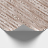 Champagne Gold Blush Glitter Stripes Cadeaupapier (Hoek)