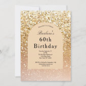 Champagne Gold Blush Pink Glitter 60e verjaardag Kaart (Voorkant)