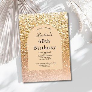 Champagne Gold Blush Pink Glitter 60e verjaardag Kaart