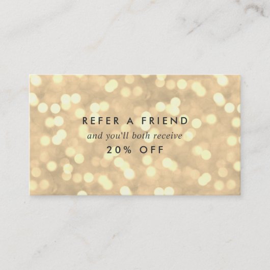 Champagne Gold Bokeh Aanbevelingskaartje (Voorkant)