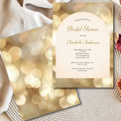 Champagne Gold Bokeh Elegant Bridal Shower Kaart