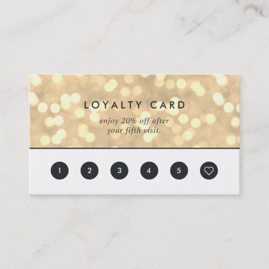 Champagne Gold Bokeh | Klant Klantenkaartje (Voorkant)