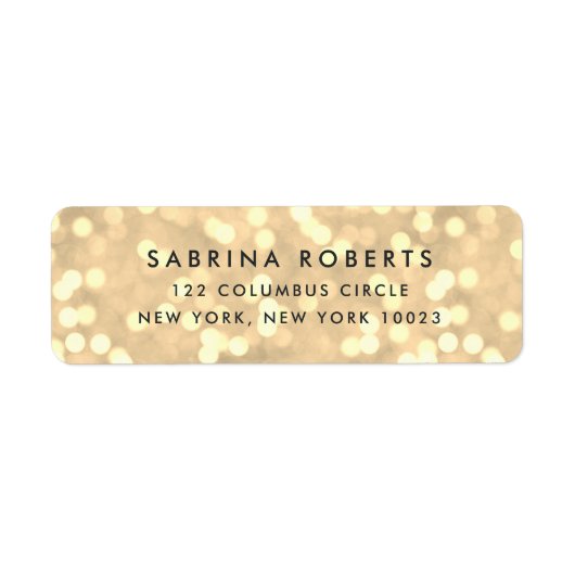 Champagne Gold Bokeh Return Address Etiket (Voorkant)