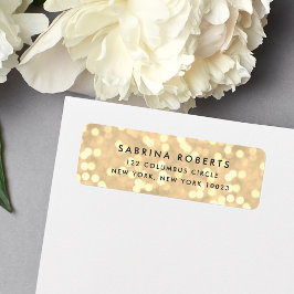 Champagne Gold Bokeh Return Address Etiket