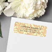 Champagne Gold Bokeh Return Address Etiket