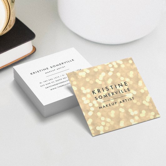 Champagne Gold Bokeh Square Vierkante Visitekaartje