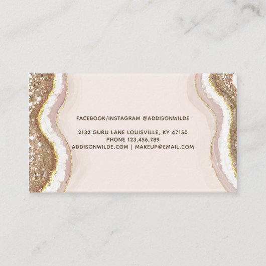 Champagne Gold Brown Glitter Agate Geode Afsprakenkaartje (Achterkant)