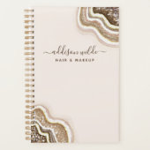Champagne Gold Brown Glitter Agate Geode Planner (Voorkant)