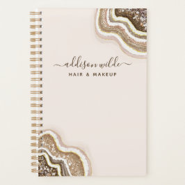 Champagne Gold Brown Glitter Agate Geode Planner