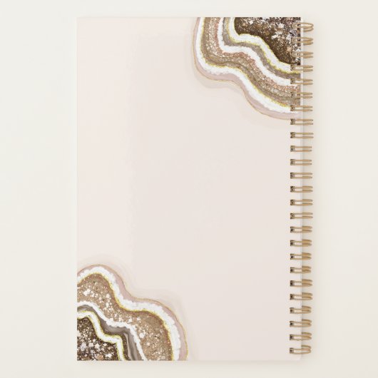 Champagne Gold Brown Glitter Agate Geode Planner (Achterkant)