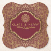 Champagne gold calligraphy romantic weeding kartonnen onderzetters (Voorkant)