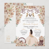 Champagne Gold Charro Prinses Quinceanera Kaart (Voorkant / Achterkant)