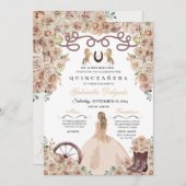 Champagne Gold Charro Prinses Quinceanera Kaart (Voorkant / Achterkant)