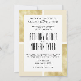 Champagne + Gold Classic Wedding Invitation Kaart