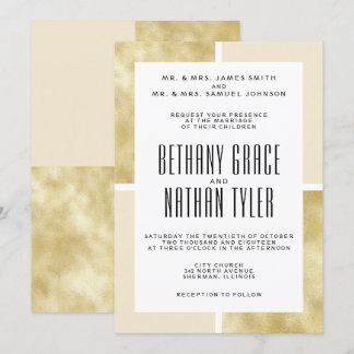 Champagne + Gold Classic Wedding Invitation Kaart