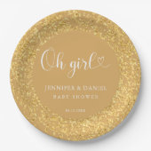 Champagne Gold Confetti Oh Girl Luxe Script Papieren Bordje (Voorkant)