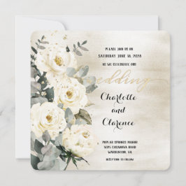 Champagne Gold Desdemona Rozen Eucalyptus Wedding Kaart