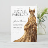 Champagne Gold Dress Fabulous Zestig 60ste Verjaar Kaart (Staand voorkant)